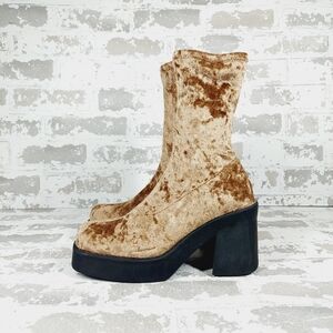 New Steve Madden Klayton Brown Crushed Velvet Stretch Ankle Ankle Boots X418